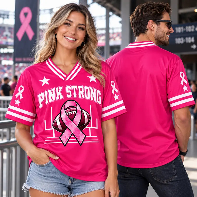 Unisex Pink Ribbon Breast Cancer Awareness Football Jersey