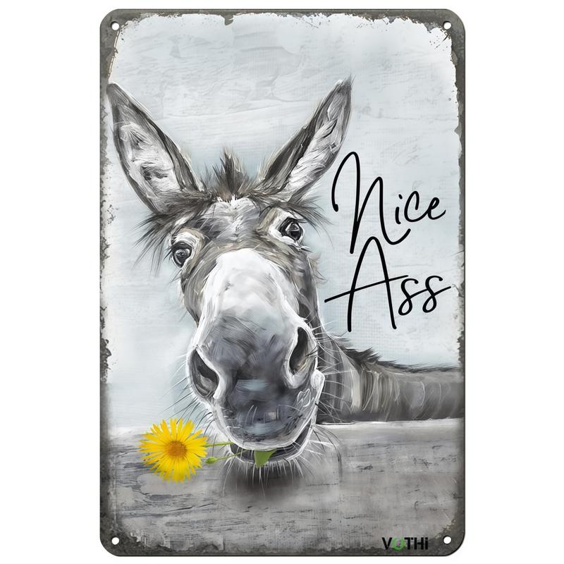 1pc Funny Donkey "Cheese Heads" Bathroom Art Sign - Farmhouse Vintage Metal Tin Wall Decor for Home, Restaurant, Bar - Retro Hilarious Donkey Lover Gift, Trending Viral Must-Have Sassy Bathroom Humor Aesthetic Country Kitchen Decor