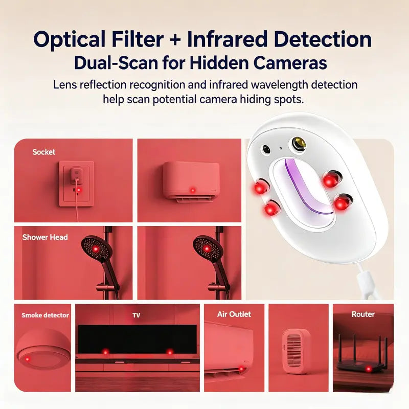 3-Mode Infrared Hidden Camera Detector with Sound & Vibration Alerts