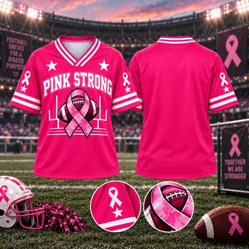 Unisex Pink Ribbon Breast Cancer Awareness Football Jersey