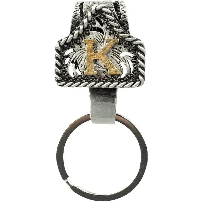 Western Cow Tag Initial Keychain - Handmade Copper Letter