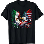 Unisex America Mexico Flag Vintage Mexican Roots American T-Shirt Vintage Graphic Casual Men's Women's Tee