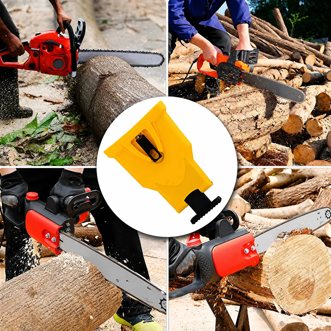 Portable Chainsaw Chain Sharpener, Bar-Mount Fast Sharpening Tool for 14, 16, 18 & 20-Inch Two-Hole Chainsaws