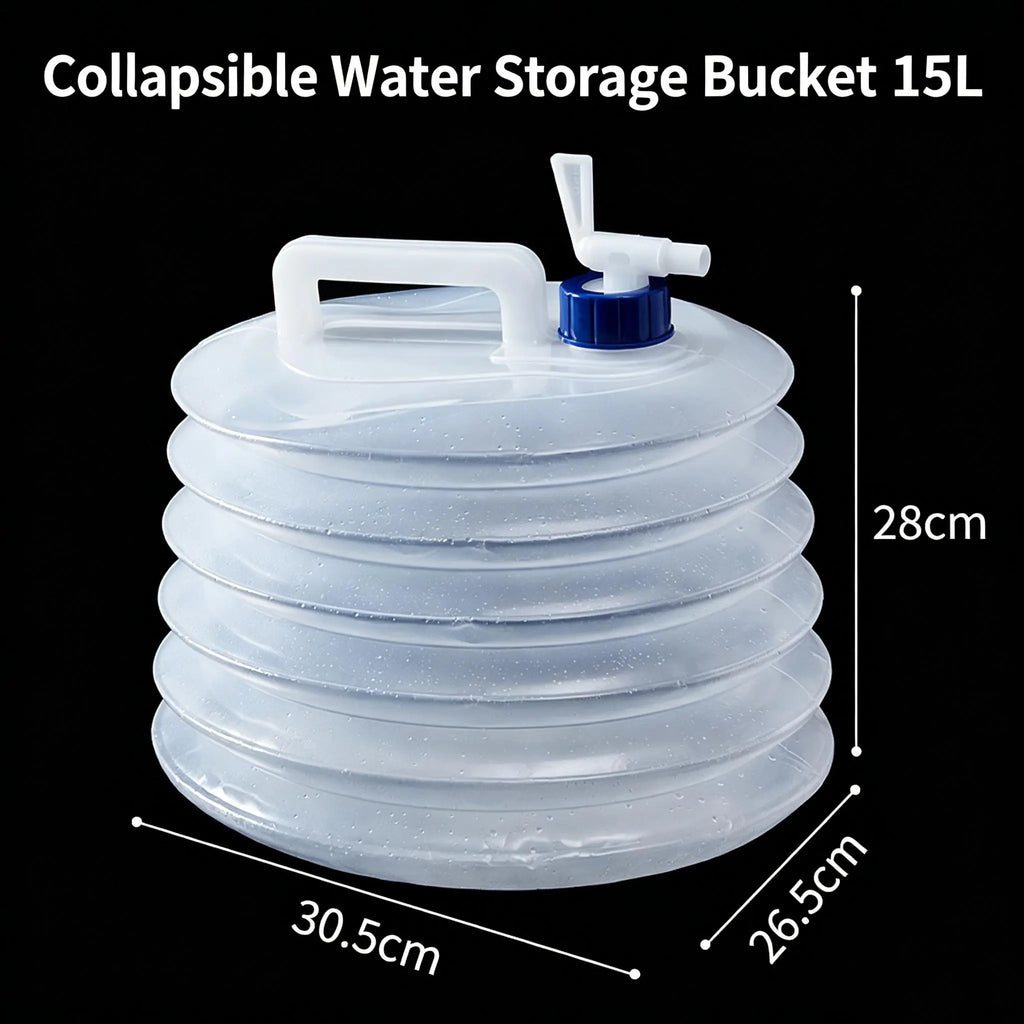 Large-Capacity Collapsible Water Bucket with Handle, Portable Water Container for Camping, Hiking, Picnics & Outdoor Use