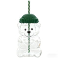 20oz Bear Glass Tumbler with Lid & Strawberry Straw for Cold Drinks