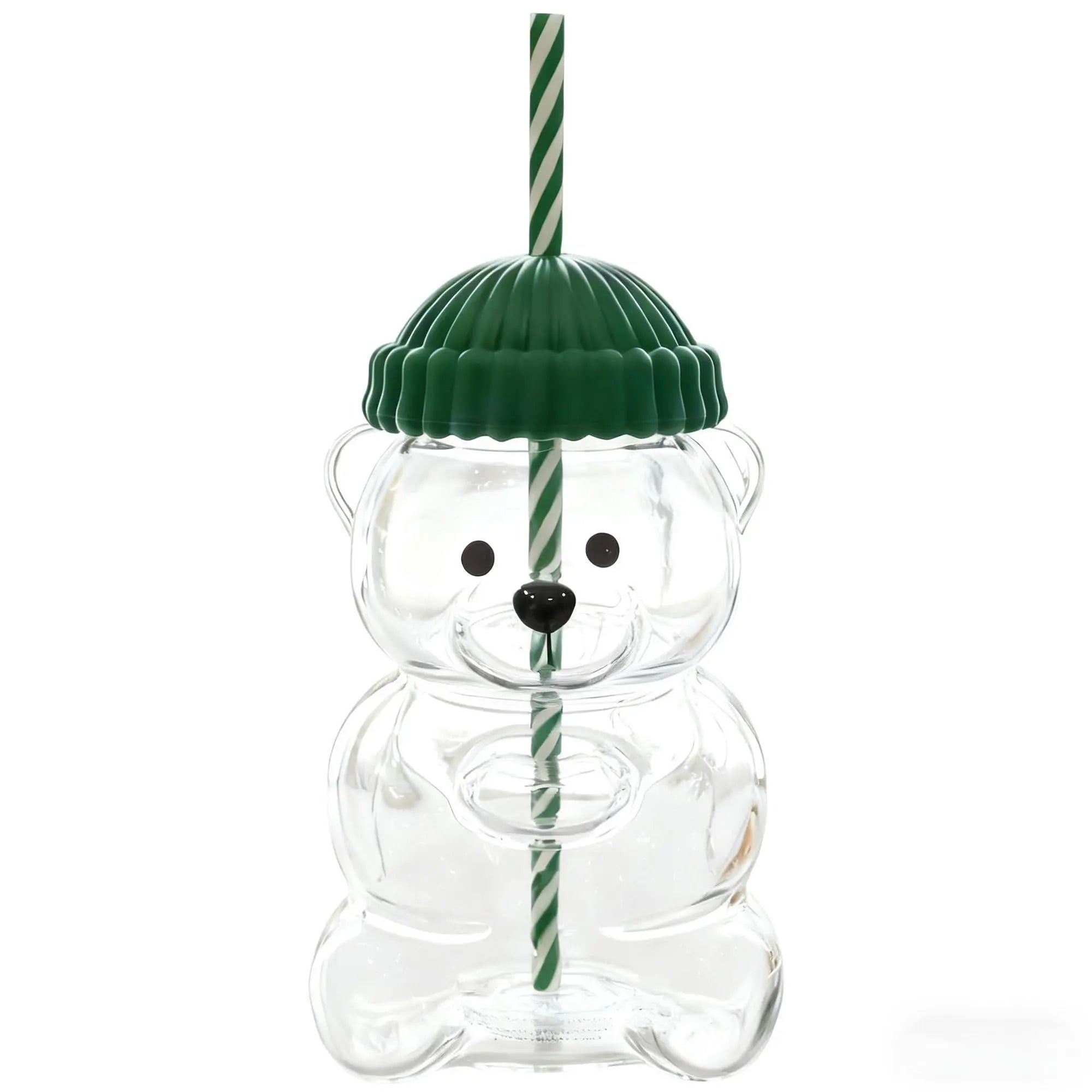 20oz Bear Glass Tumbler with Lid & Strawberry Straw for Cold Drinks