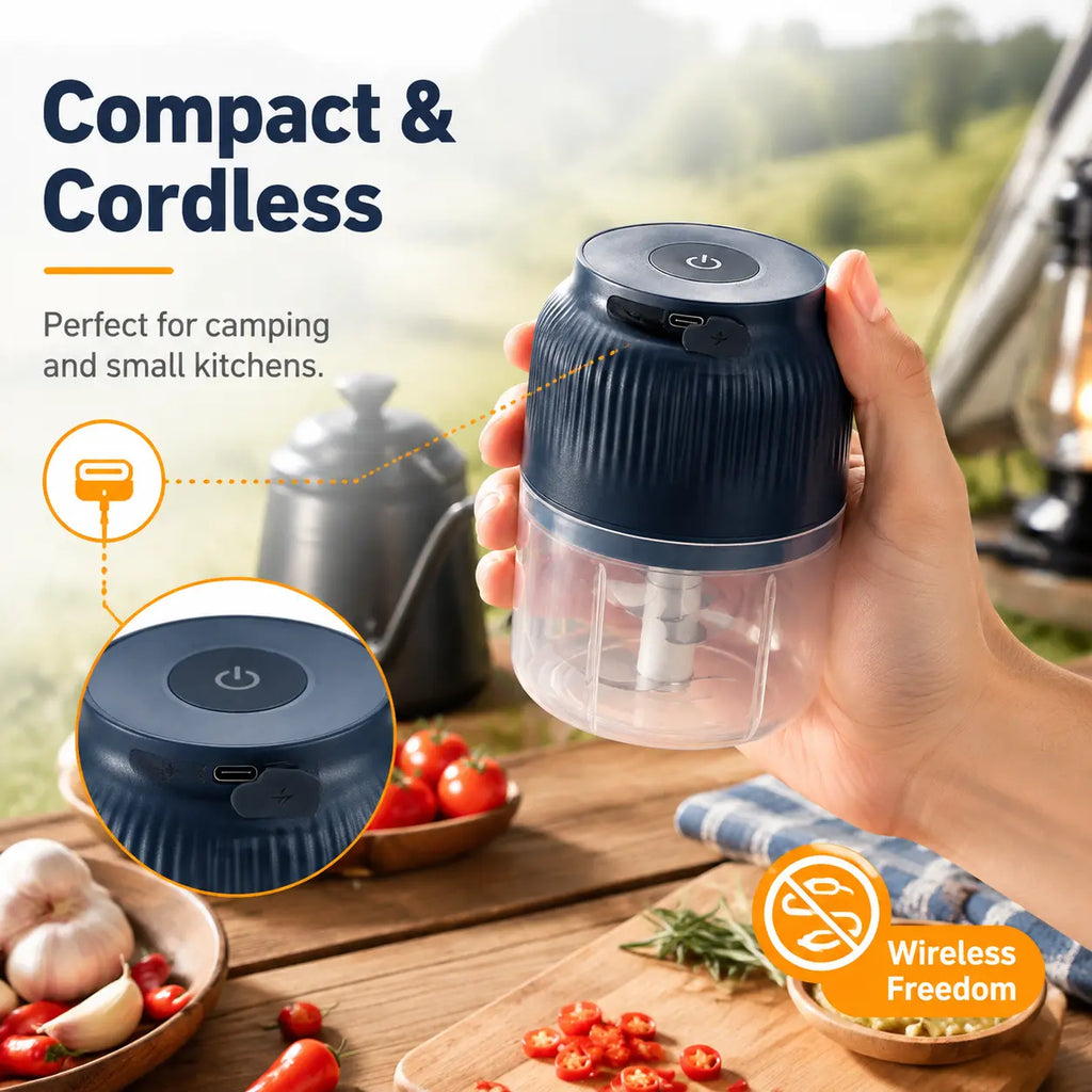 USB Rechargeable Mini Electric Food Chopper for Meat, Garlic, Onion, Ginger, Chili & Vegetables, Portable Kitchen Grinder