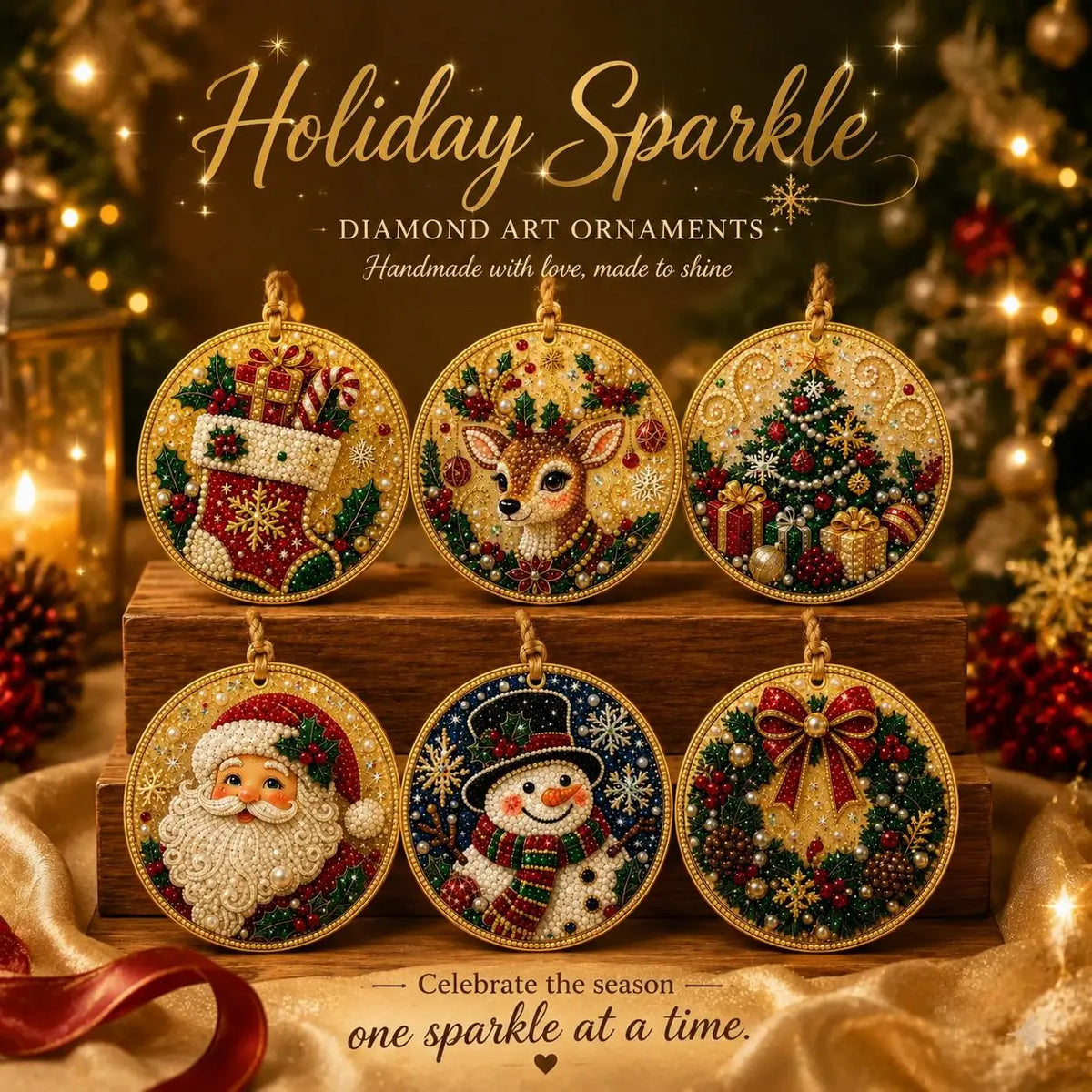 6/12-Piece Christmas Diamond Painting Ornament Kit