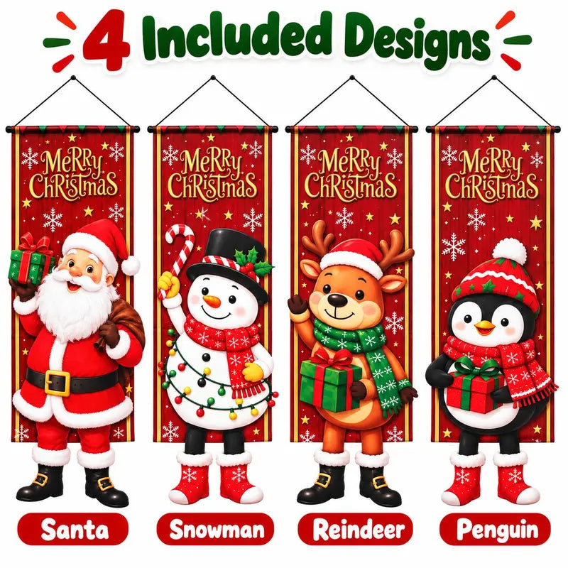 2-Piece Merry Christmas Front Porch Door Banner Set