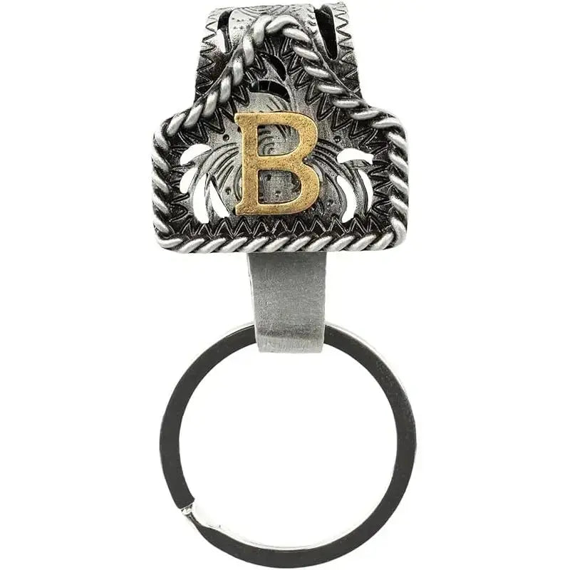Western Cow Tag Initial Keychain - Handmade Copper Letter