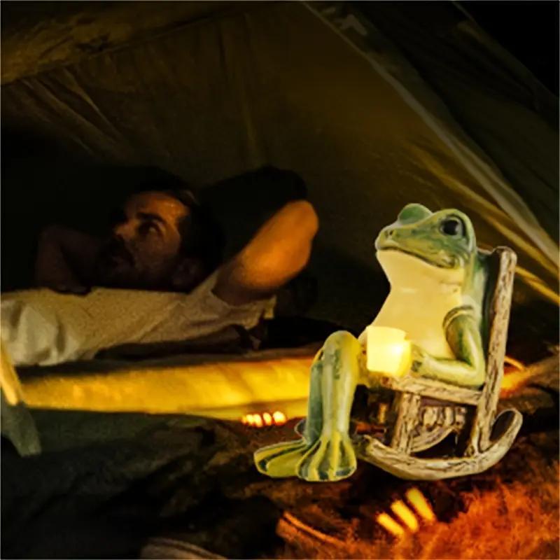 Solar Powered Mini Frog Garden Statue, Frog Design Garden Decoration, Garden Sculpture for Indoor & Outdoor Decor, Ideal Gift for Halloween & Christmas, Decorative, Garden Accessories