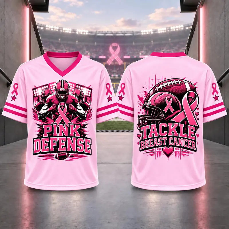 Unisex Pink Ribbon Breast Cancer Awareness Football Jersey