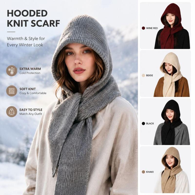 Women’s Knitted Hooded Scarf with Ear & Neck Coverage