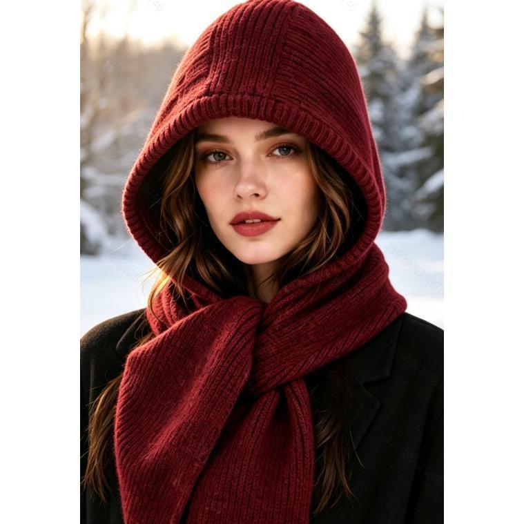 Women’s Knitted Hooded Scarf with Ear & Neck Coverage
