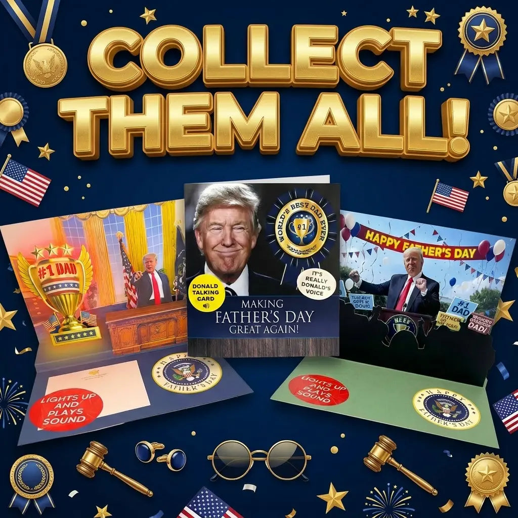 Talking Donald Trump Pop Up Fathers Day Card with Light & Sound - Plays Trump's Real Voice, Funny 3D Pop Up Greeting Card, Presidential Podium Scene, Funny Trump Fathers Day Surprise for Dad