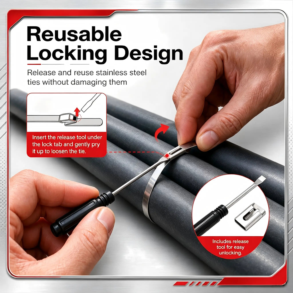 304 Stainless Steel Cable Tie Tensioning Kit with 11.8-Inch Ties