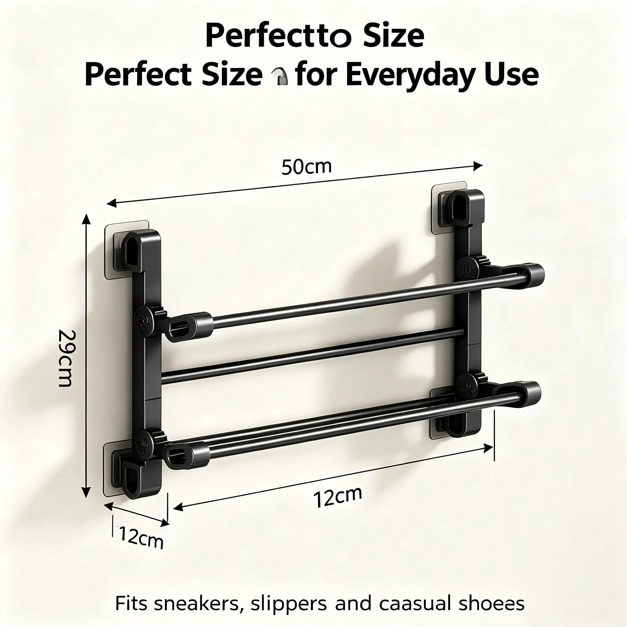Foldable Wall-Mounted Shoe Rack, Space-Saving Slipper & Shoe Organizer for Bathroom, Entryway, Closet, Bedroom & RV