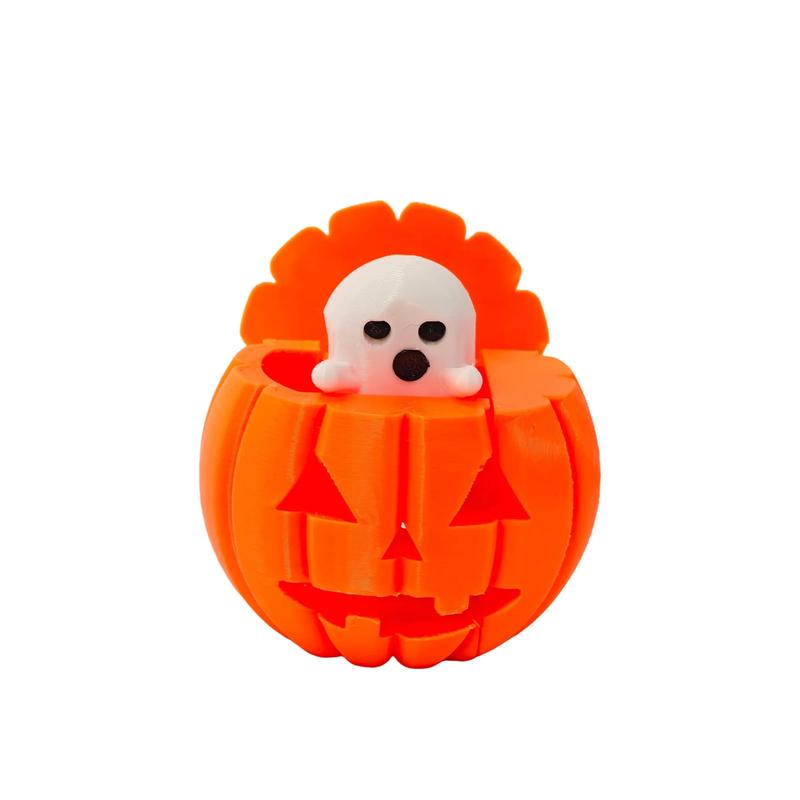 3D-Printed Flip-Top Ghost Pumpkin Halloween Ornament