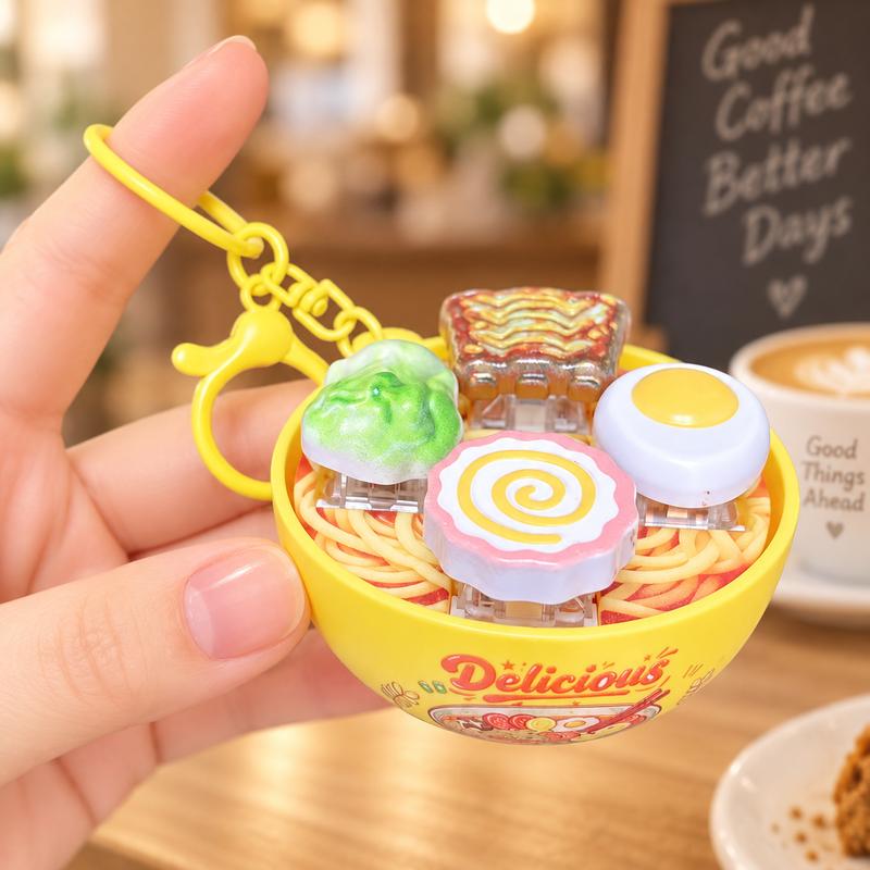 Cute Ramen Bowl Spinning Fidget Toy Keychain