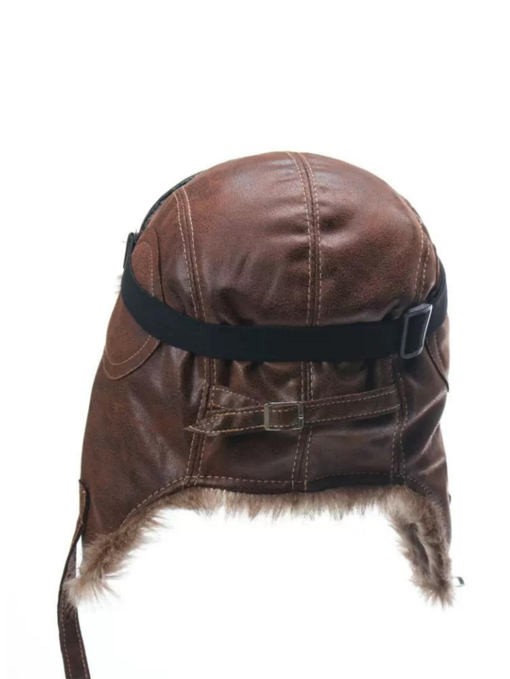 Camel Leather Aviator Hat & Goggles Set with Ear Coverage