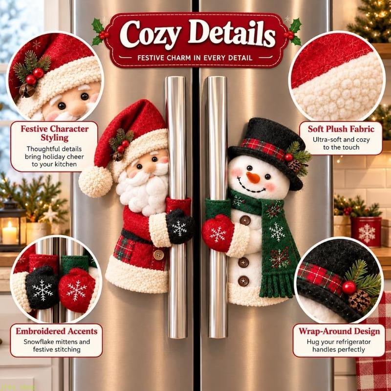 2-Piece Plush Santa & Snowman Christmas Handle Cover Set