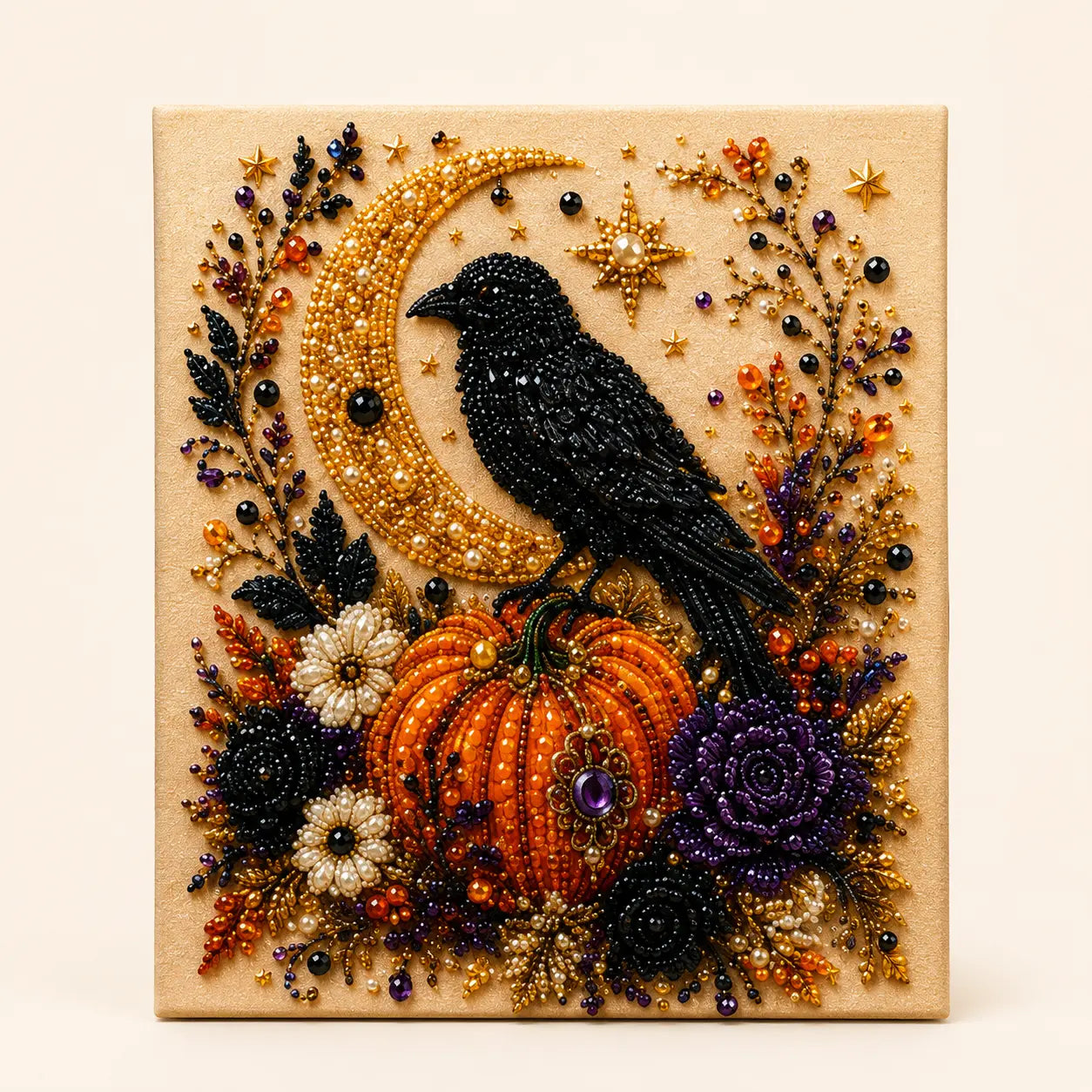 Halloween 5D Diamond Painting Kit with Tools, DIY Gem Art Canvas for Adults & Teens, Pumpkin Ghost Witch Cat Wall Decor Craft