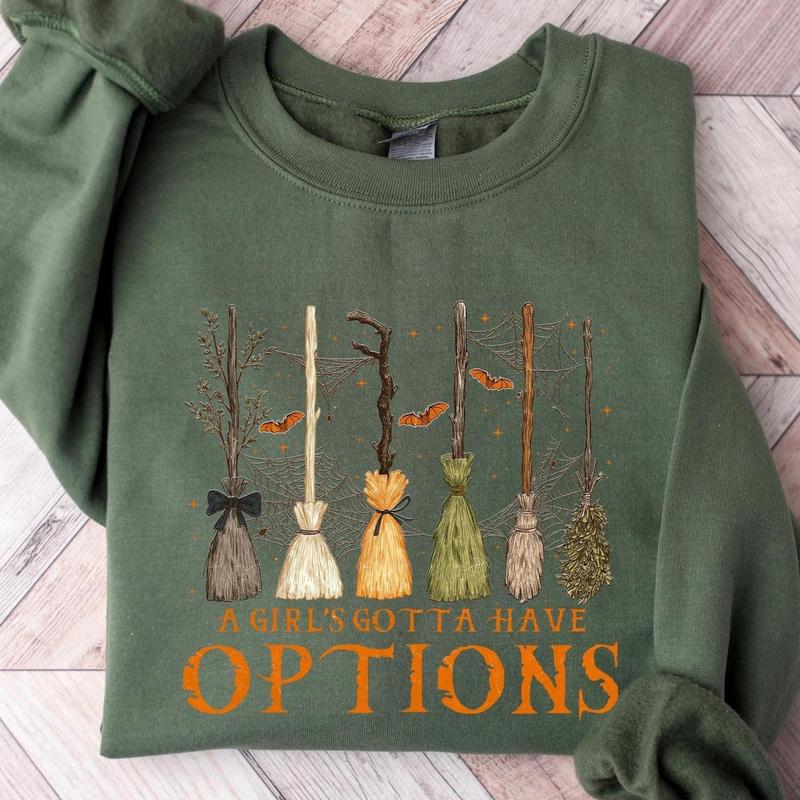 A Girl Gotta Have Options Retro Witch Halloween Sweatshirt