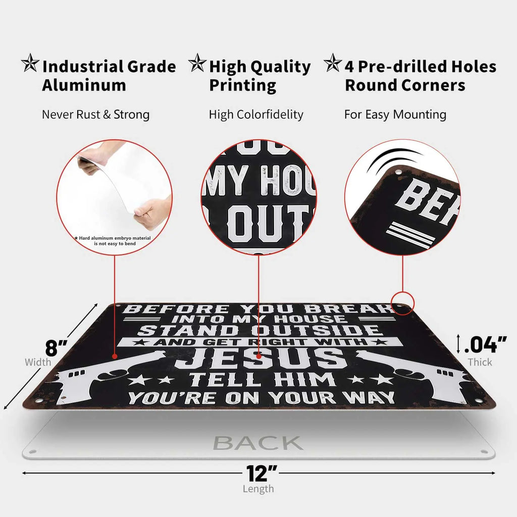 8×12 Aluminum Patriotic Metal Sign, Bold Black & White Home Decor Plaque for Entryway, Man Cave & Indoor Outdoor Display