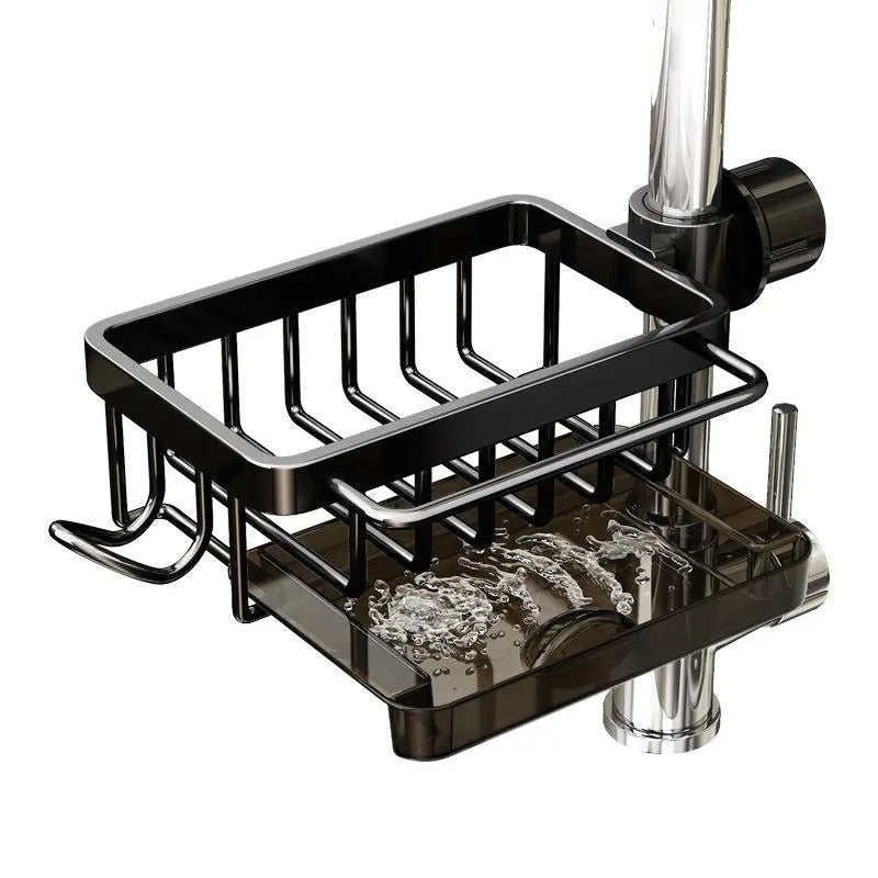 Detachable Stainless Steel Over-Faucet Sink Organizer with Drip Tray