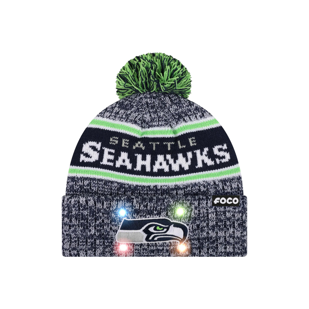 NFL Officially Licensed Team Color Warm Light up Pom Beanie