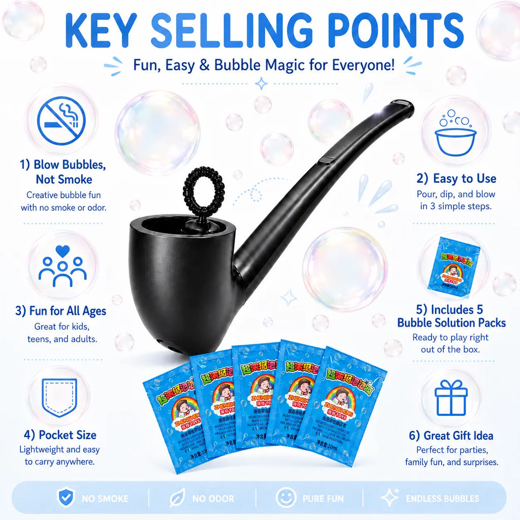 SummerVibes Bubble Pipe Stress Relief Toy — A Mini, Pipe-Shaped Bubble Blower & Wand to Help You Relax and Unwind | Graduation Season Gag Gift 3D Printing Materials