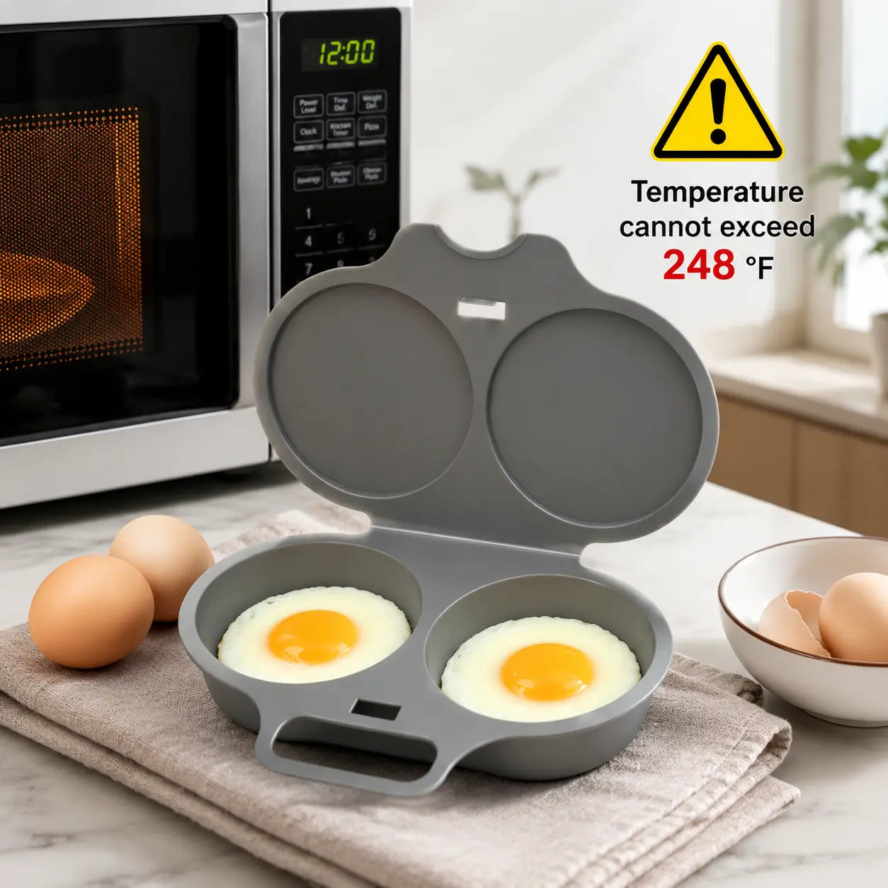 BPA-Free Microwave Omelette Maker, 2-Cup Non-Stick Egg Cooker for Quick Breakfasts & Easy Cleanup