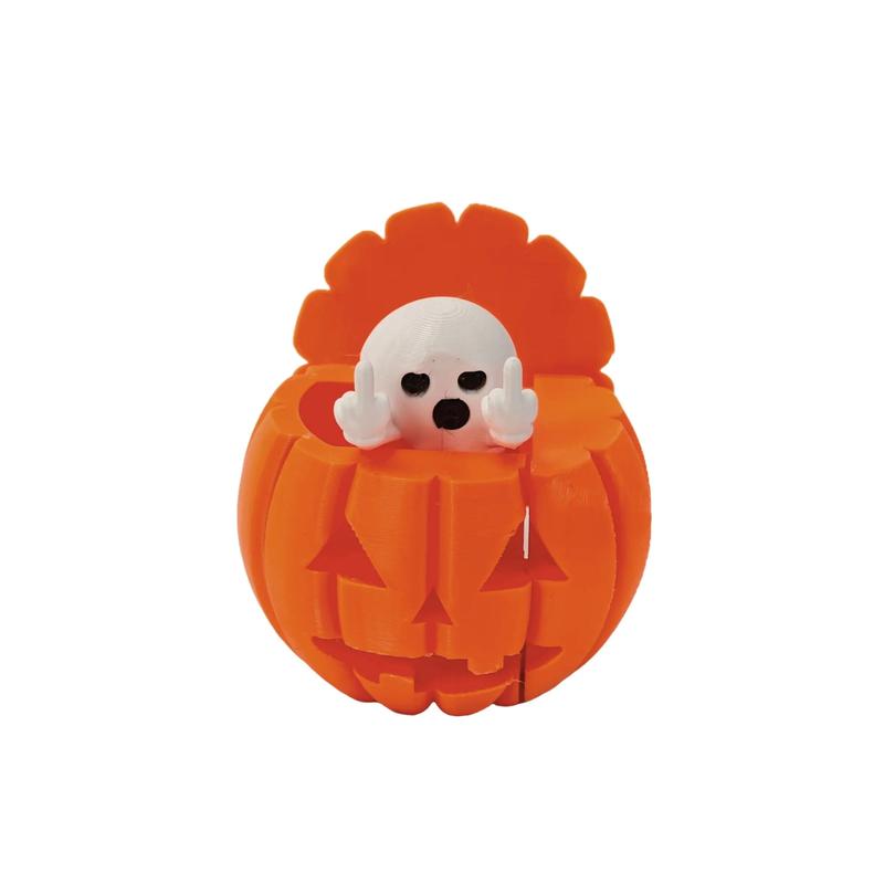 3D-Printed Flip-Top Ghost Pumpkin Halloween Ornament