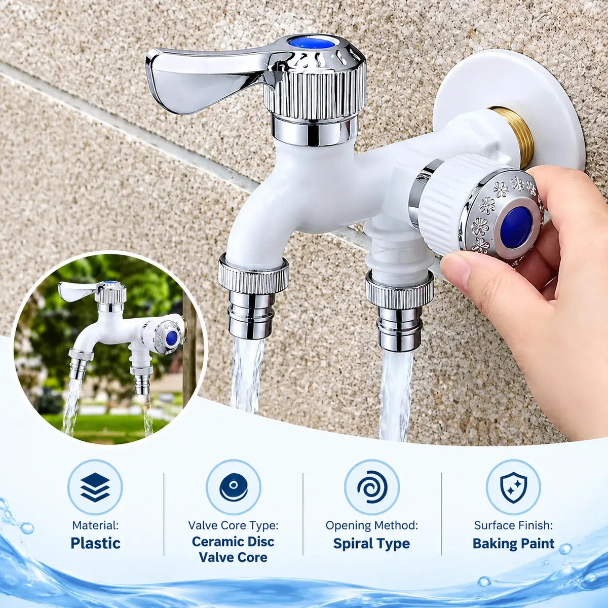 3/4-Inch Dual-Outlet Faucet with Independent Washer & Dishwasher Valves