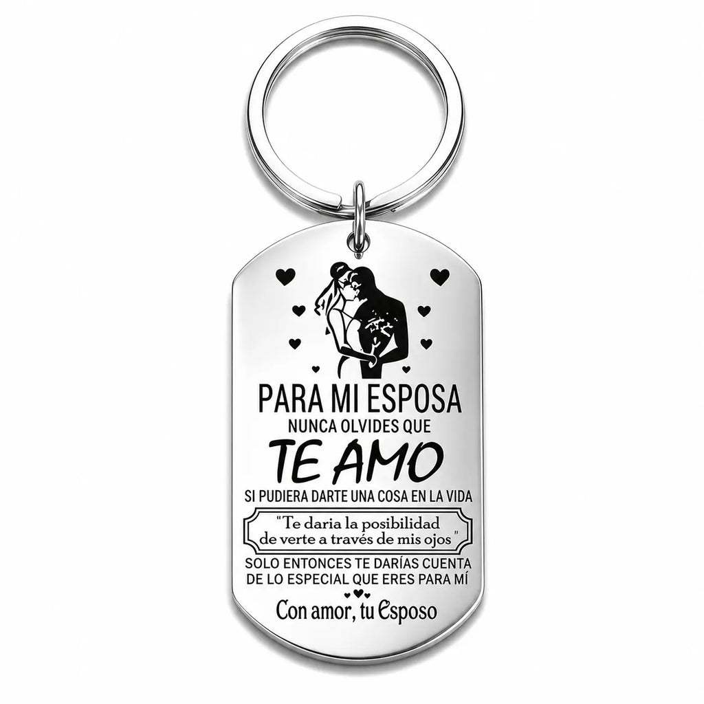 To My Wife Forever Love Keychain, Stainless Steel Keyring,Romantic Husband Gift for Wife, Stainless Steel Love Keepsake Keychain, Anniversary Birthday Gift for Her