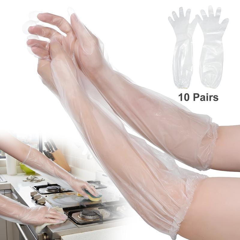 Disposable 23.6-Inch Long-Arm Cleaning Gloves with Elastic Cuffs