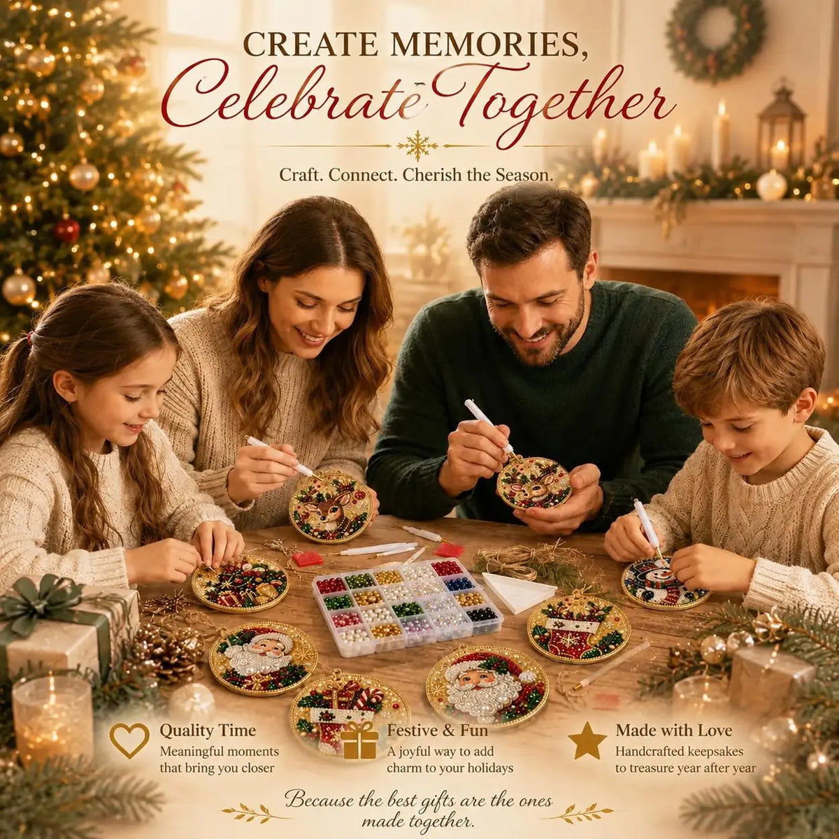 6/12-Piece Christmas Diamond Painting Ornament Kit