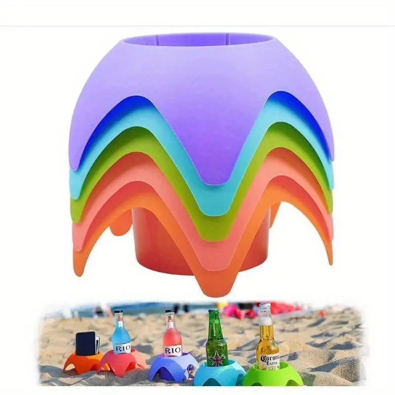 5-Pack Portable Beach Cup Holders with Sand-Proof Non-Slip Base for Drinks, Bottles, Phones & Keys, Perfect for Beach, Pool & Picnics