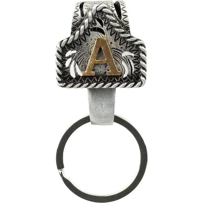 Western Cow Tag Initial Keychain - Handmade Copper Letter