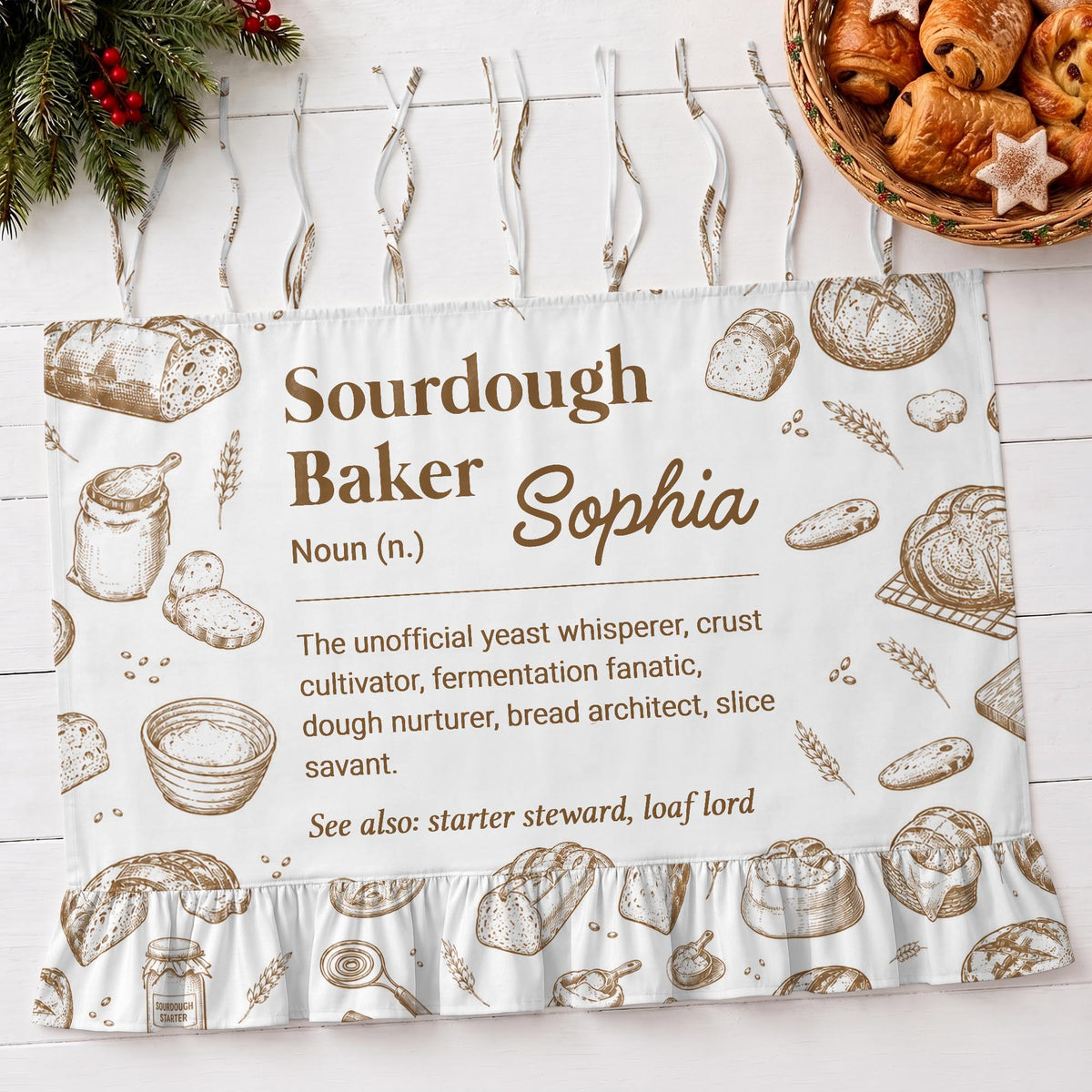 Sourdough Baker Noun, Personalized Oven Skirt Curtain, Gift For Bakers - 6