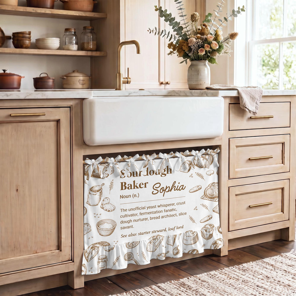 Sourdough Baker Noun, Personalized Oven Skirt Curtain, Gift For Bakers - 7