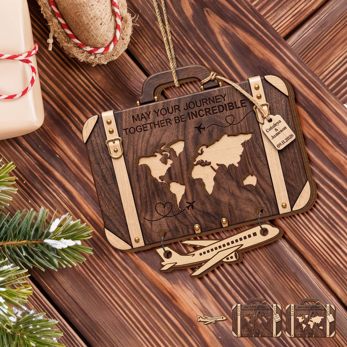 May Your Journey Together, Personalized Wooden Ornament, Couple Gift - 2