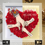 We Love You Mommy Hand Holding - Personalized Flower Shadow Box