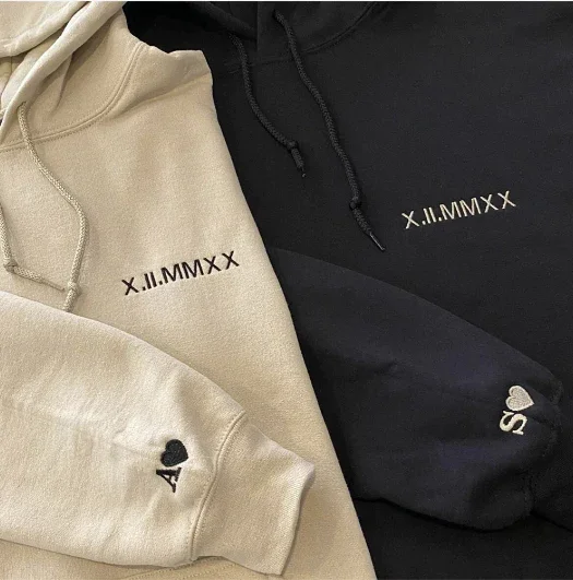 Custom Roman Numeral Date Couple's Hooide💕Sweatshirt