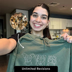 Custom Embroidered Hoodie Pet Line Drawing with Pet Portraits