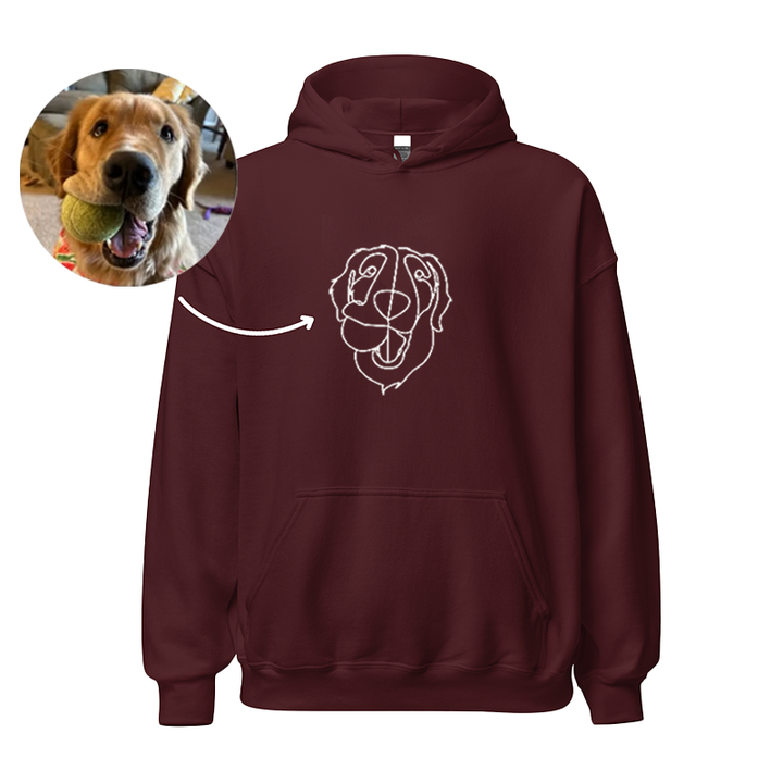 Custom Embroidered Hoodie Pet Line Drawing with Pet Portraits