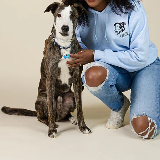 Custom Pet Facial Portrait Embroidered Outline Hoodie Sweatshirt