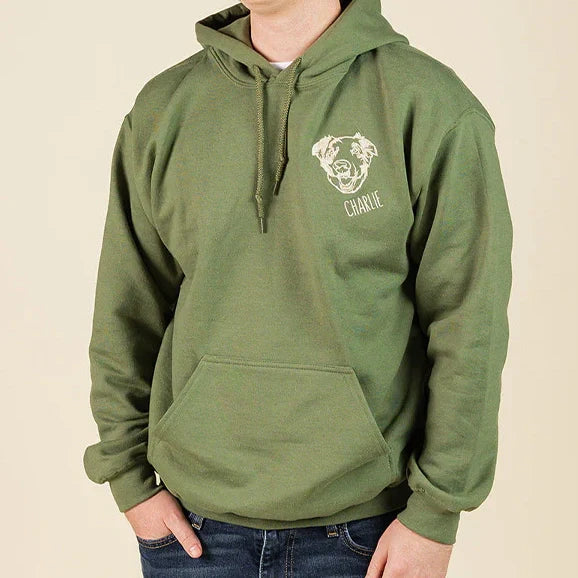 Custom Pet Facial Portrait Embroidered Outline Hoodie Sweatshirt