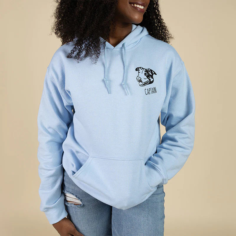 Custom Pet Facial Portrait Embroidered Outline Hoodie Sweatshirt