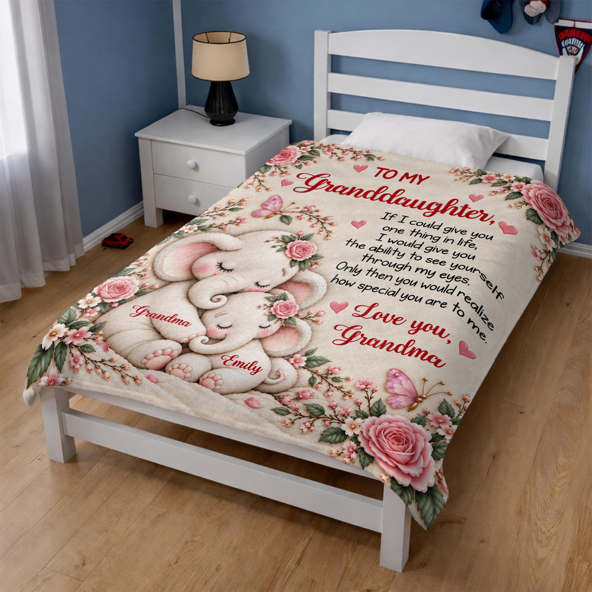 To My Granddaughter Elephant Blanket, Personalized Gift For Granddaughter - 7